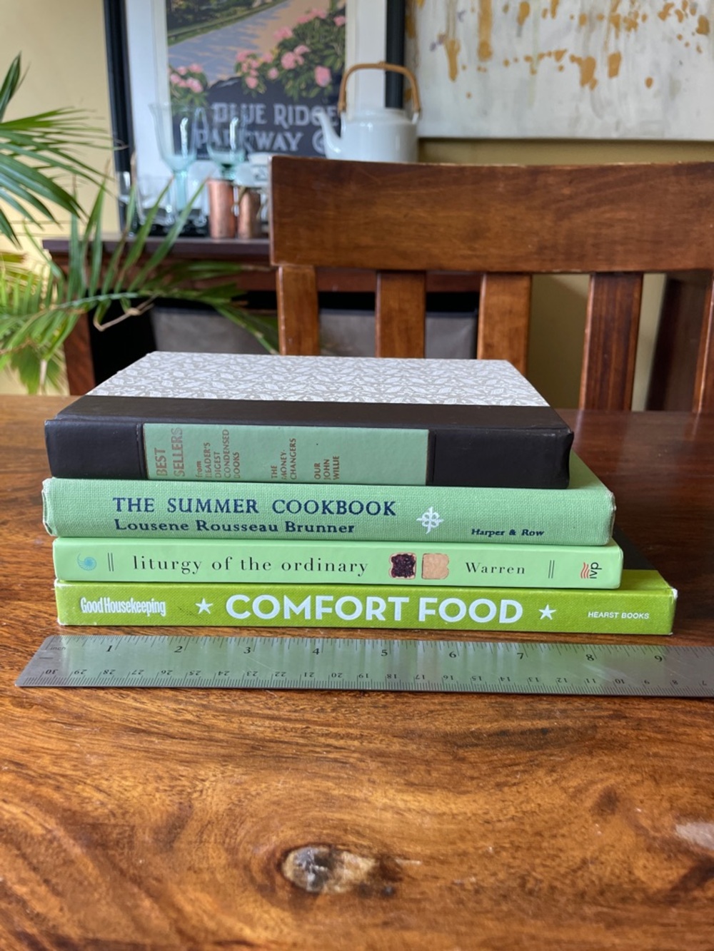 Green Comfort Food Cookbook Stack Cute Home Kitchen Accent Decor Bookstack Books